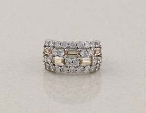 Sterling Silver Peach and White Cubic Zirconia CZ Band Ring Size 6